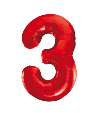 Fiesta OUTLET Cijferballon 3 rood - 86cm