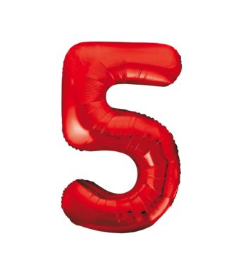 PartyPal Cijferballon 5 rood | 100 cm