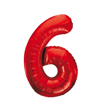 PartyPal Cijferballon 6 rood - 86cm