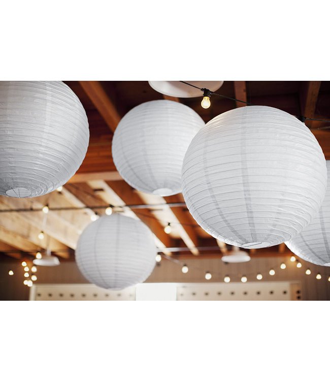 PartyDeco Lampion wit 20 centimeter