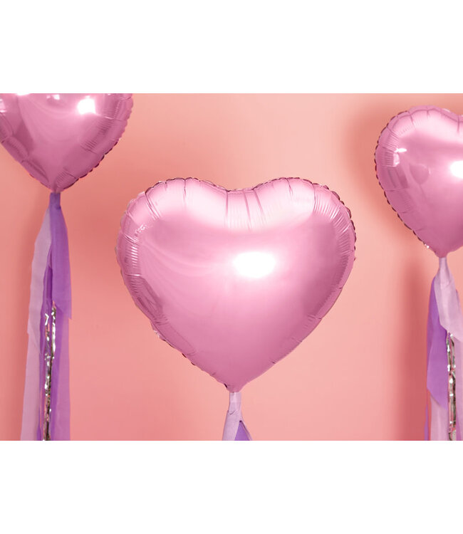 Folieballon hart lichtroze - 45 cm