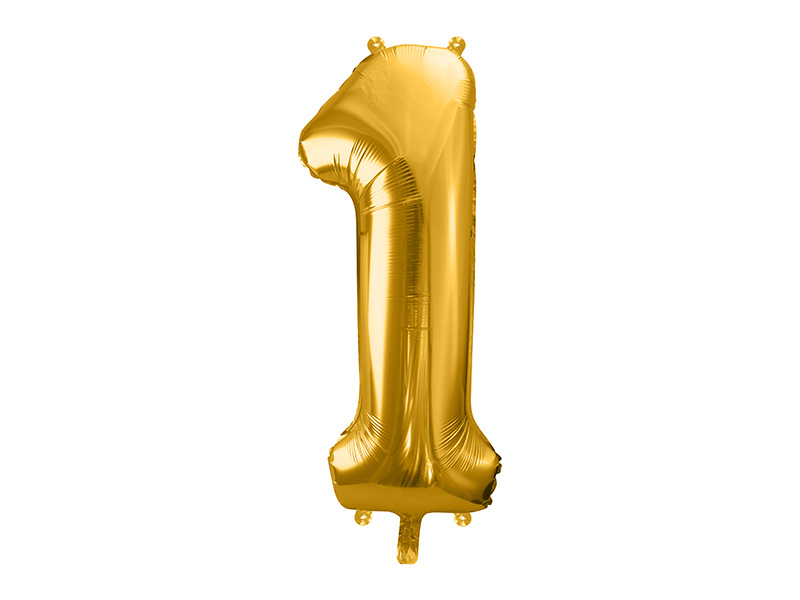 Cijferballon cijfer 1 goud - 86cm