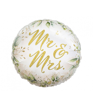 Folieballon Mr & Mrs Botanical | Goud & groen | 40cm