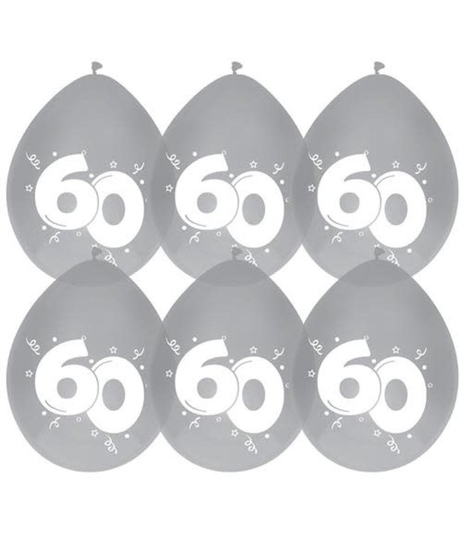 Haza Ballonnen 60 | zilver | 6 stuks