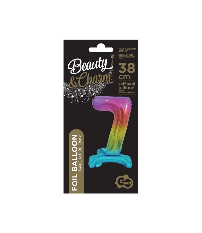 Cijferballon 7 | Regenboog | Staand | 38 cm