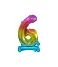 Cijferballon 6 | Regenboog | Staand | 38 cm