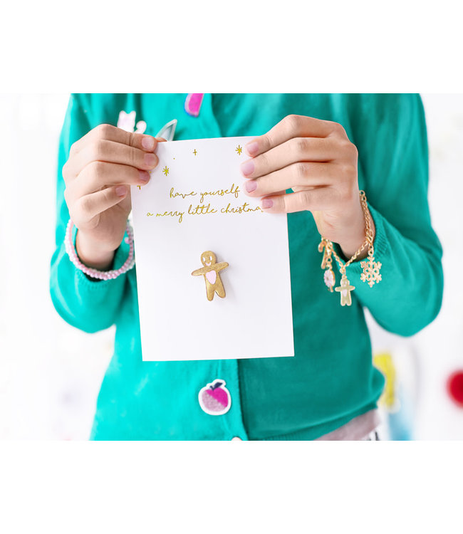 OUTLET Kerstkaart - Gingerbread man | met button pin