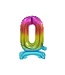 Cijferballon 0 | Regenboog | Staand | 38 cm