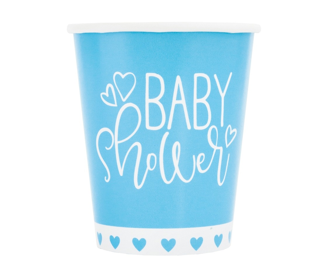 Babyshower bekers - blauw - 8 stuks