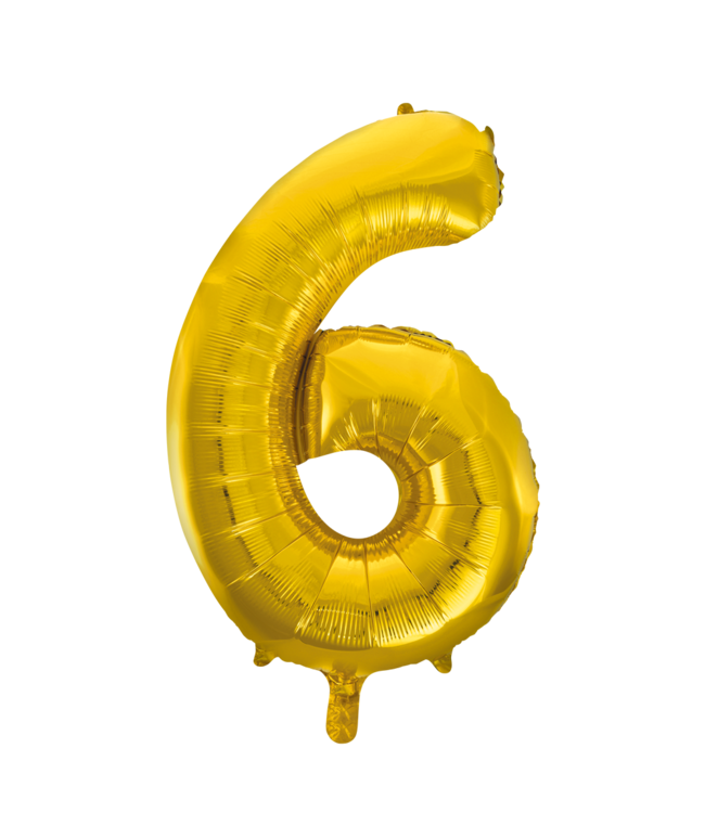 Cijferballon 6 goud - 86cm
