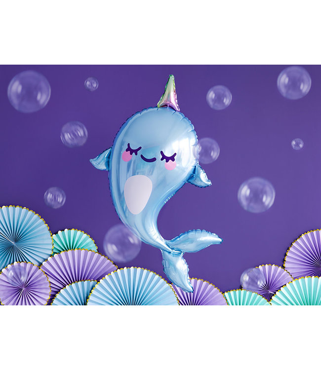 Narwal dolfijn - Folieballon 87 cm