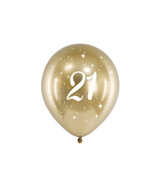 PartyDeco Ballonnen 21 | Chrome gold | 6 stuks