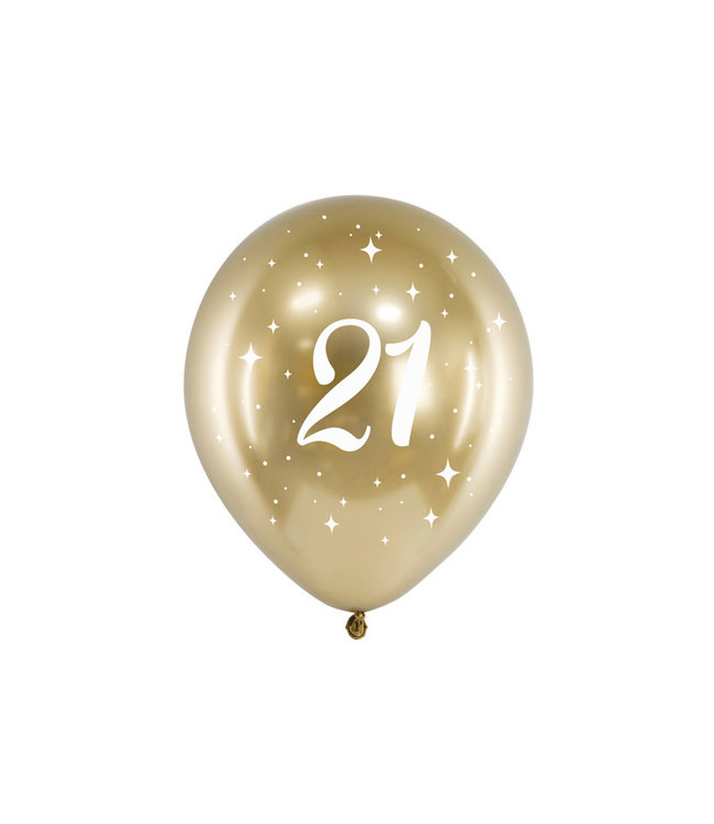 PartyDeco Ballonnen 21 | Chrome gold | 6 stuks