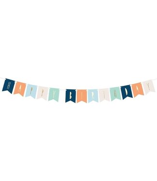 PartyDeco Slinger Happy Birthday - Blauw Perzik Mint