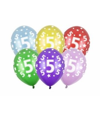 PartyDeco Ballonnen 5 | Stars metallic | 6 stuks