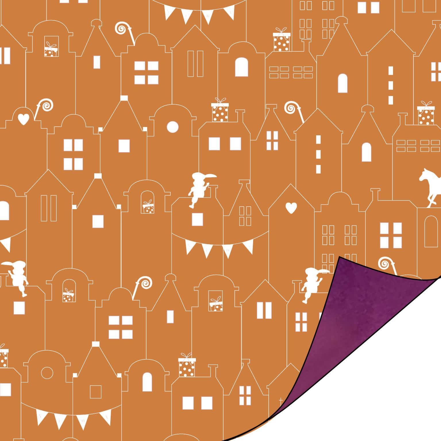 Cadeaupapier - Paardenvoetjes Camel - dubbelzijdig
