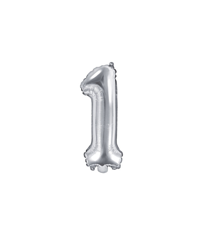 Cijferballon 1 | Zilver | 35 cm
