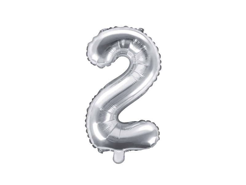 Cijferballon 2 zilver - 35 cm