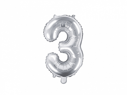 Cijferballon 3 | Zilver | 35 cm
