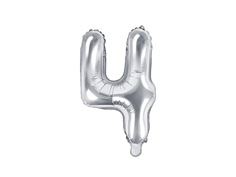Cijferballon 4 | Zilver | 35 cm