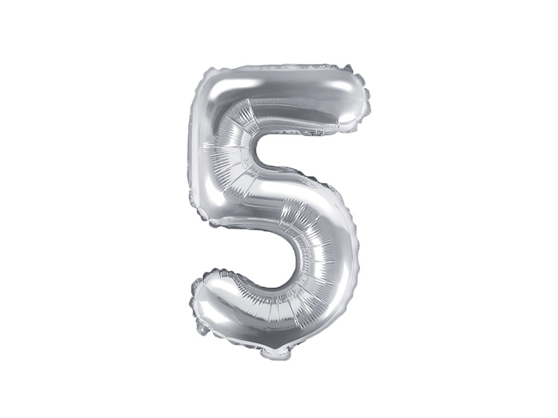 Cijferballon 5 | Zilver | 35 cm