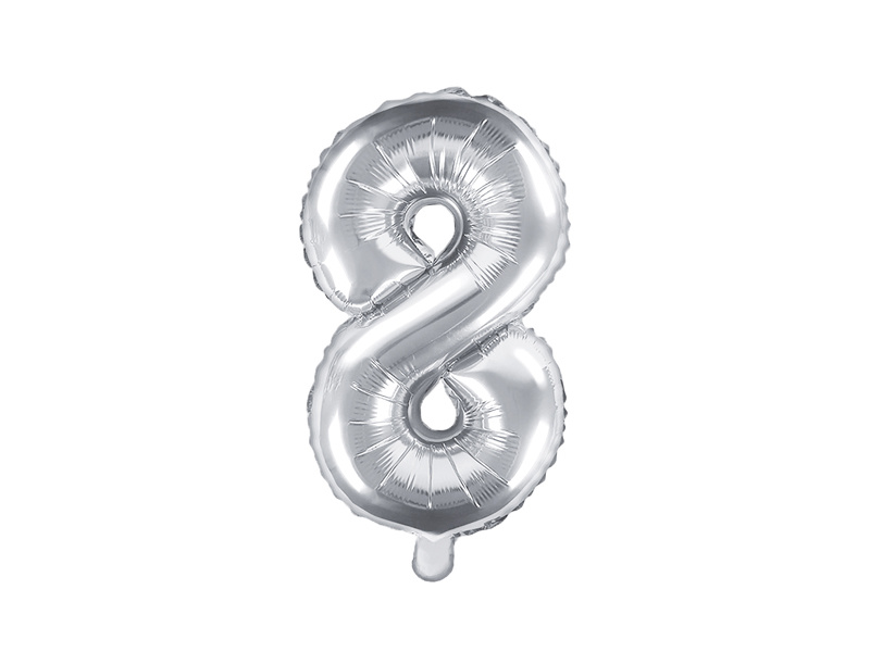 Cijferballon 8 zilver - 35 cm