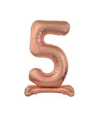 Beauty & Charm Cijferballon staand 5 XL Rose goud - 74 cm