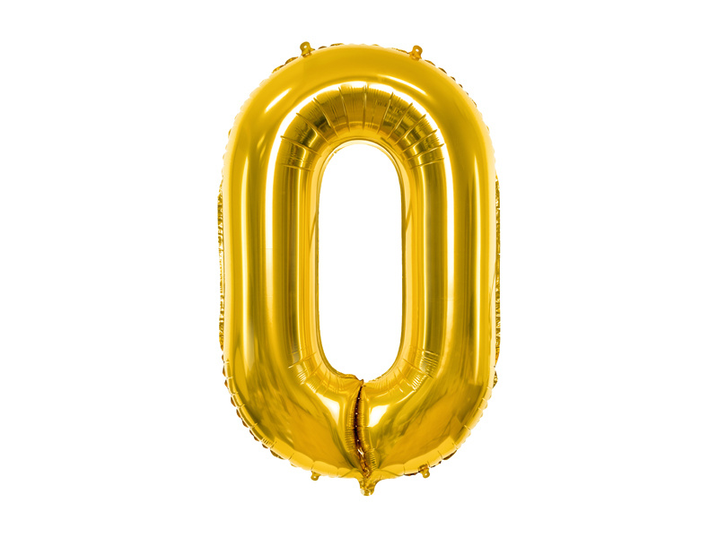 Folieballon cijfer 0 goud - 86 cm