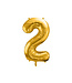 PartyDeco OUTLET Folieballon cijfer 2 goud - 86 cm