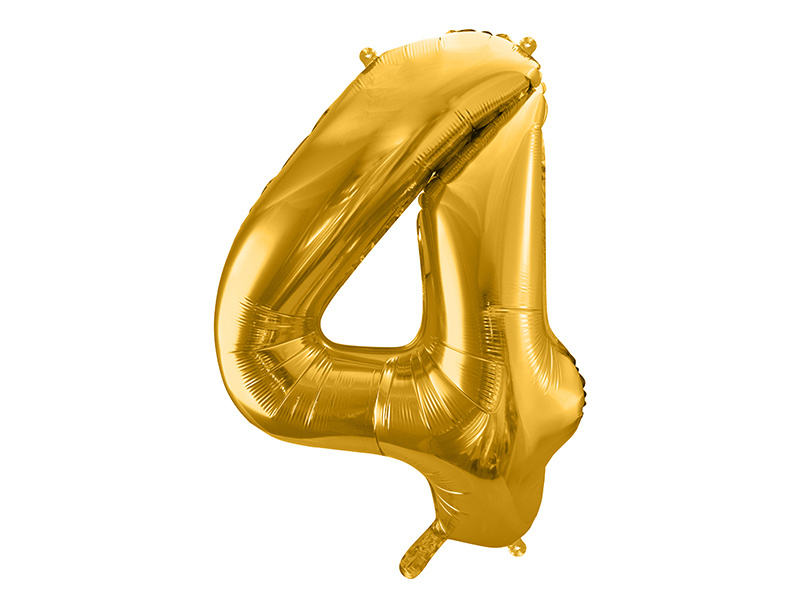 Folieballon cijfer 4 goud - 86 cm