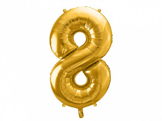 Folieballon cijfer 8 goud - 86 cm