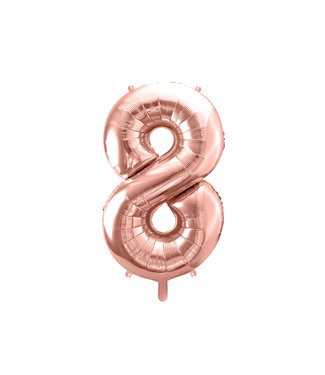 PartyDeco Cijferballon 8 Rose gold | 86 cm