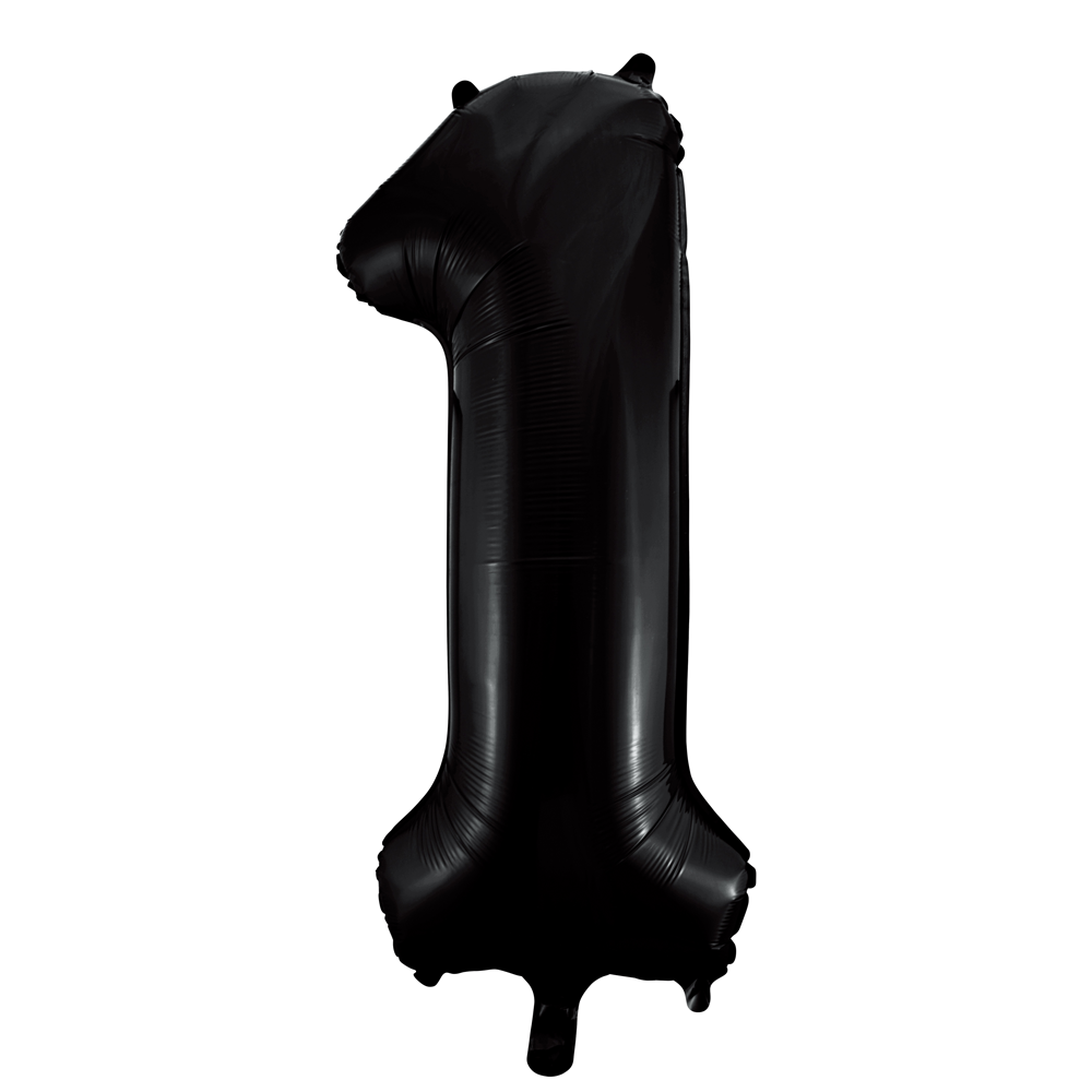 Folieballon cijfer 1 zwart - 86 cm