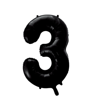 Globos Cijferballon 3 zwart - 86 cm