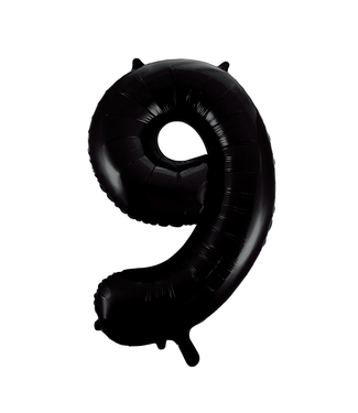 Globos Folieballon cijfer 9 zwart - 86 cm