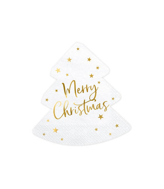 PartyDeco OUTLET Servetten | Merry Christmas Kerstboom | 20 stuks