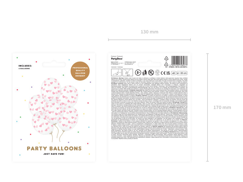 Ballonnen met roze hartjes - 6 stuks