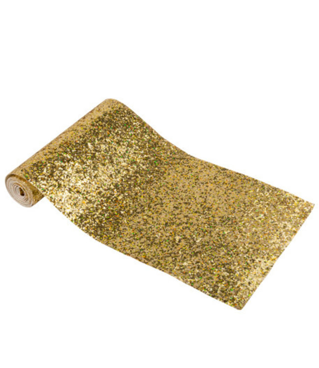 Artifetes Tafelloper glitter goud - 15cm x 1.40m