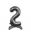 Cijferballon staand 2 XL Zilver - 74 cm