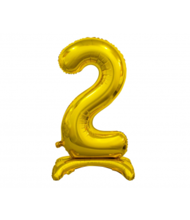 Cijferballon 2 | Goud | Staand | 38 cm