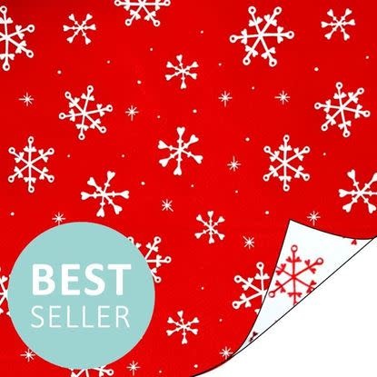 Cadeaupapier Snow Hearts - red DUBBELZIJDIG
