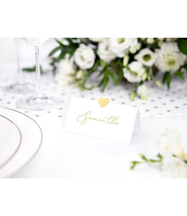 Naamkaartjes hartje goud | 10 stuks