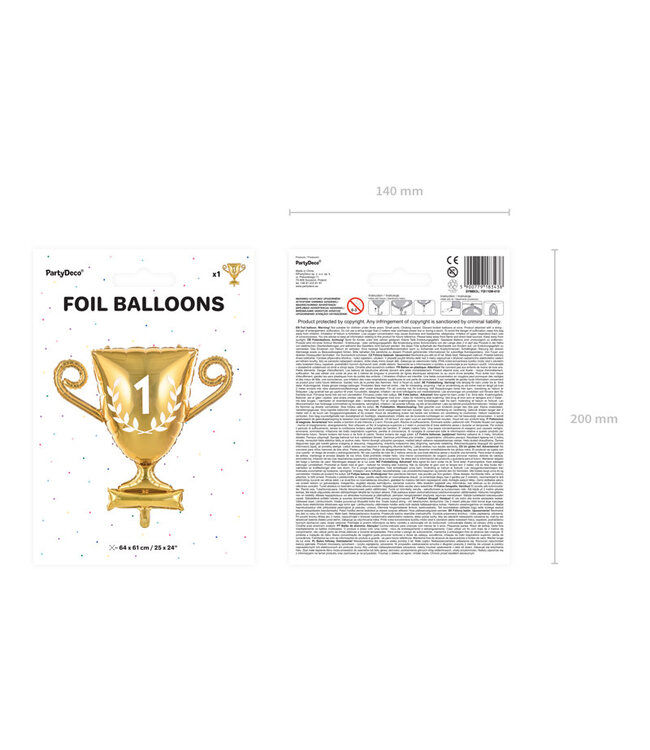 Folieballon gouden prijsbeker | CUP nummer 1 | 64 x 61 cm