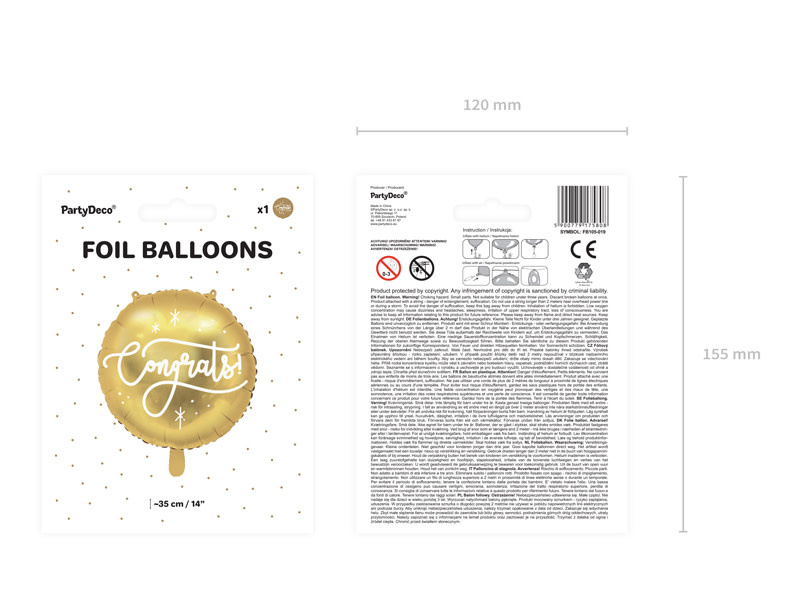 Folieballon Congrats goud - 35cm