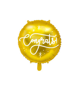 PartyDeco Folieballon Congrats goud - 35cm