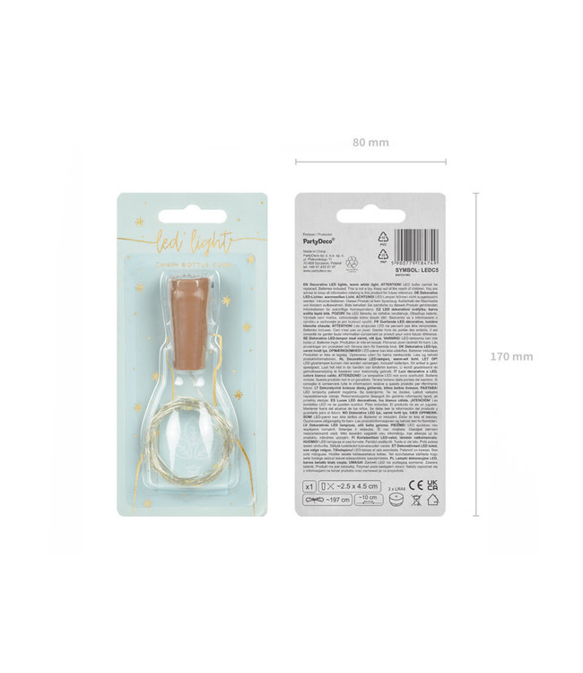 Ledlicht voor fles met kurk - warm wit