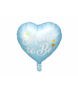 PartyDeco Folieballon hart blauw 'Mom to Be'