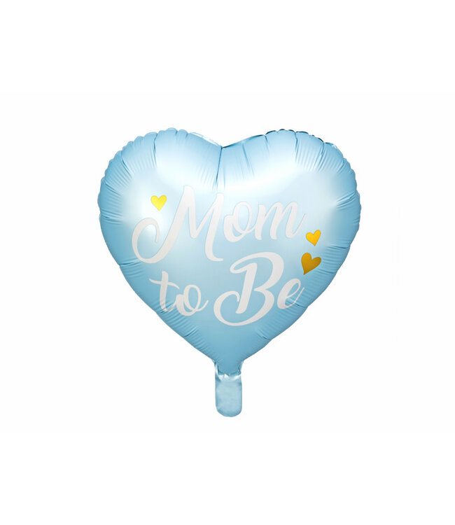 PartyDeco Folieballon hart blauw 'Mom to Be'