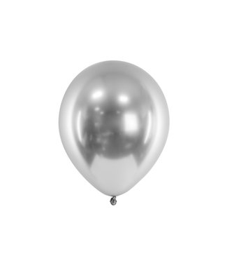 PartyDeco Ballonnen zilver CHROME | 30 cm = 14" | 50 stuks