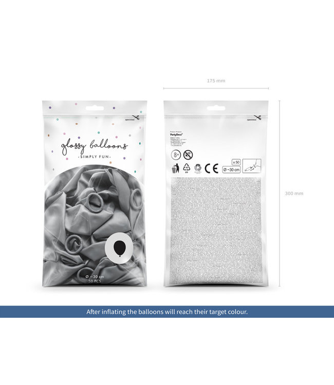 Ballonnen zilver CHROME | 30 cm = 14" | 50 stuks